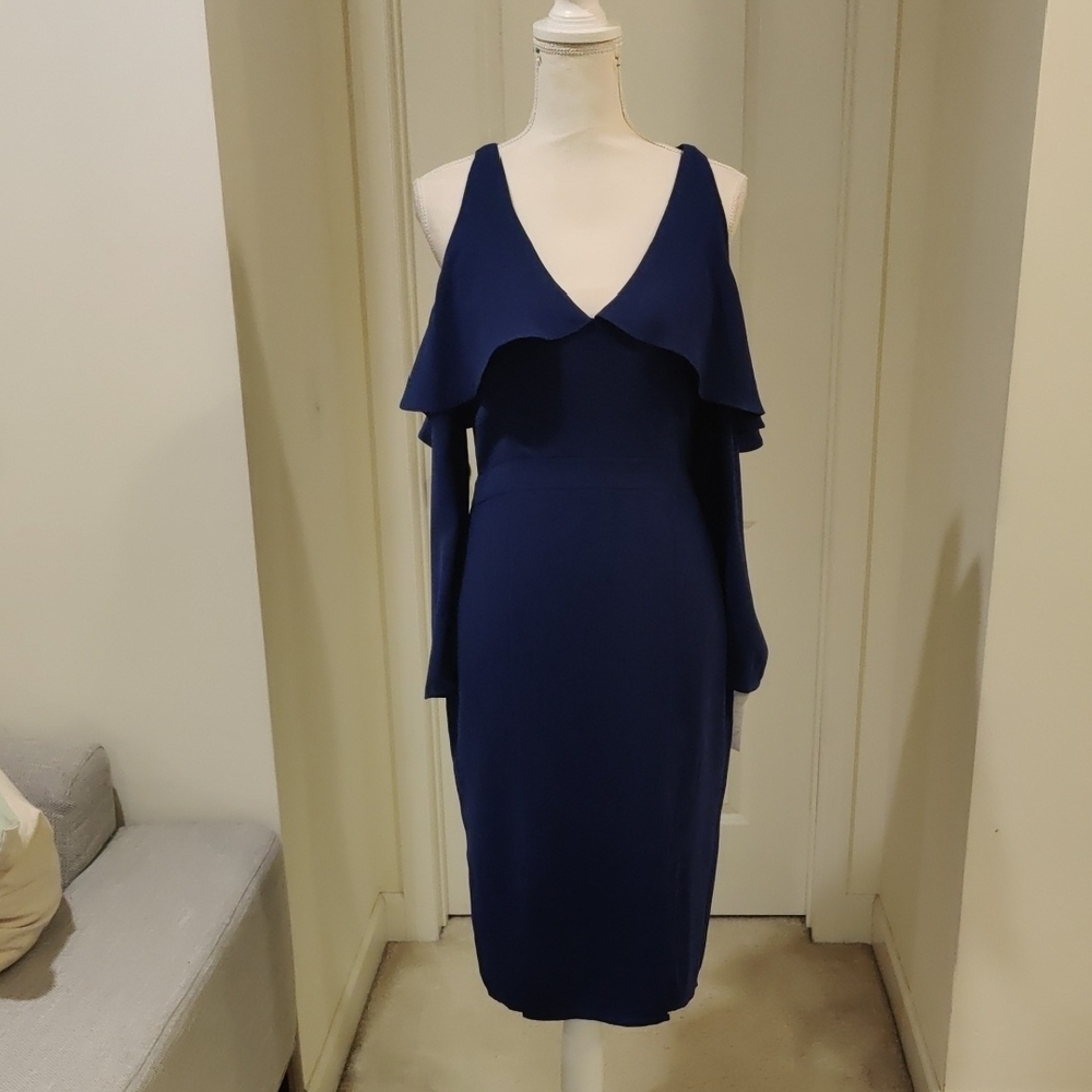 New!Adelyn Rae Sheila Cold- Shoulder Dress in Deep Blue Sz Small